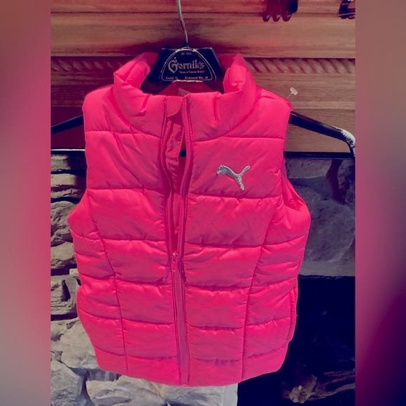 NWOT Puma Girls Neon Pink QUILTED PUFFER WINTER SKI VEST SZ. XS 5-6 - Picture 3 of 10